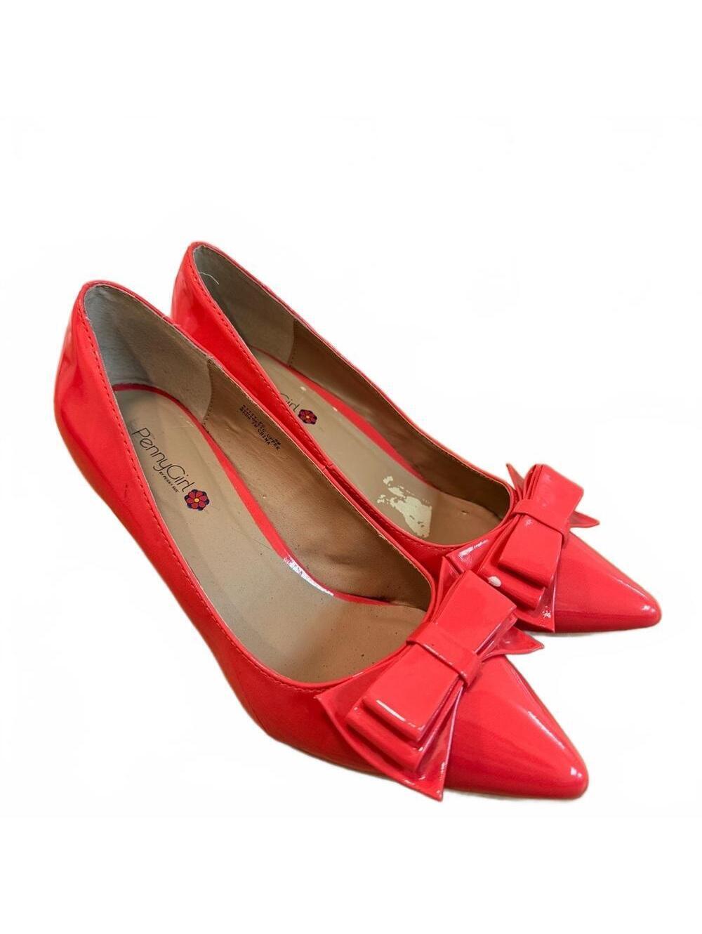 Penny Girl Womens Coral Pink Patent Bow Pointed Toe Stiletto Heels Size 8 Y2K